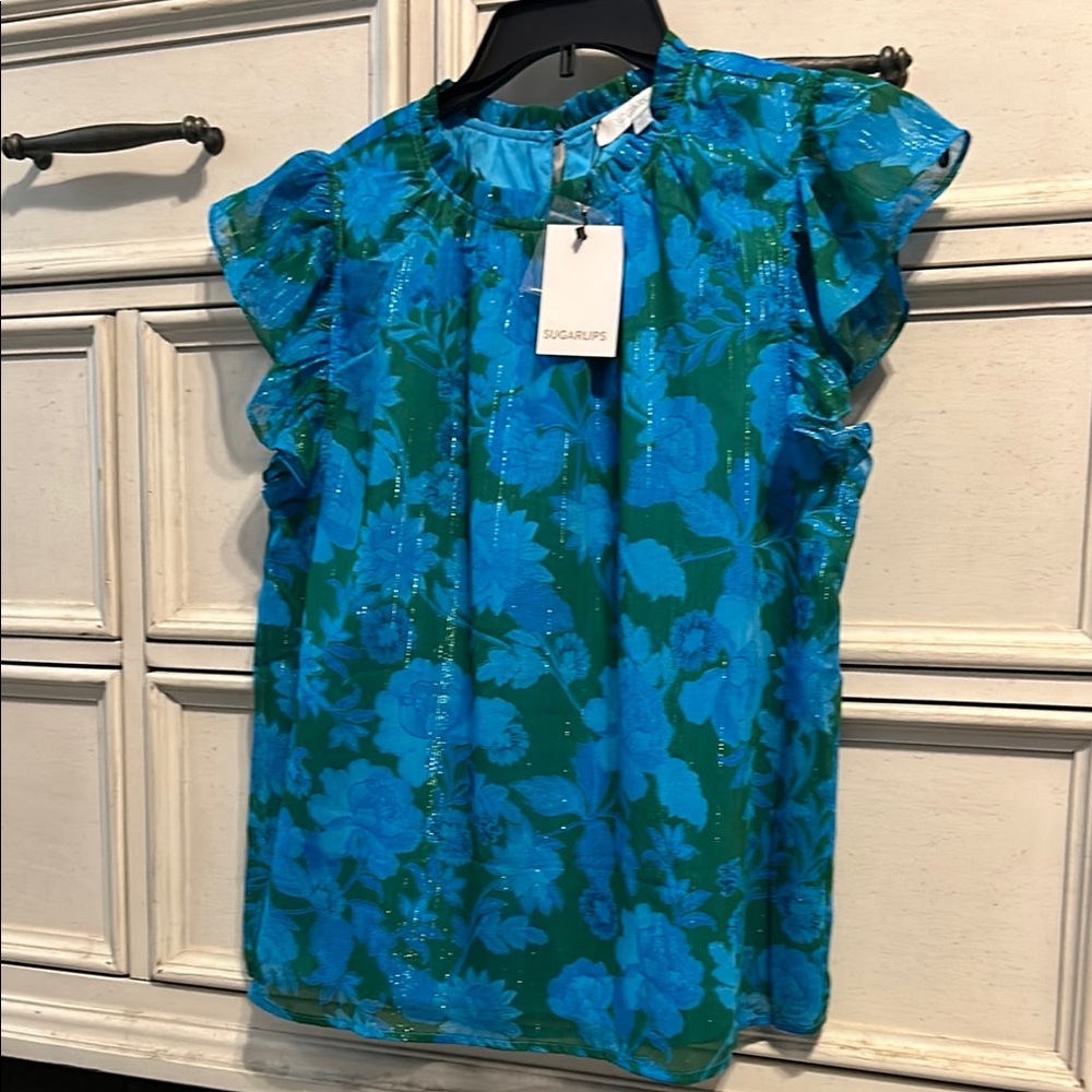 Sugarlips Blue Floral Blouse